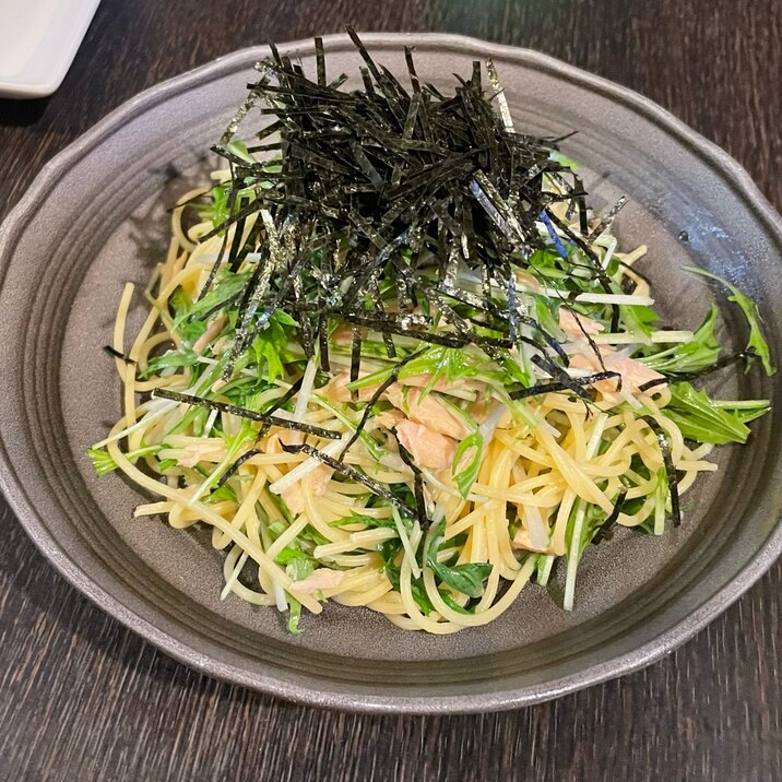 水菜とツナのパスタ ~ほんのり梅風味~